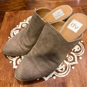 Dolce Vita slip on open back shoes booties chunky block heel tan SZ 7.5